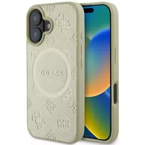 Tok Guess GUHMP16SPSAPSMED iPhone 16 6, 1" gold HC MagSafe Safiano Peony Classic Logo (GUHMP16SPSAPSMED) kép