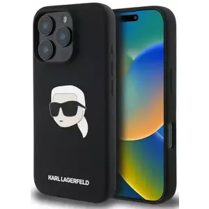 Tok Karl Lagerfeld KLHMP16LSKHPPLK iPhone 16 Pro black HC MagSafe Sil KL Head Print (KLHMP16LSKHPPLK) kép