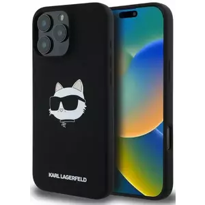 Tok Karl Lagerfeld KLHMP16XSCHPPLK iPhone 16 Pro Max black HC MagSafe Sil Choupette Head Print (KLHMP16XSCHPPLK) kép