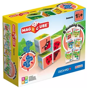 Egy játék GEOMAG Magnetic blocks Magicube Printed Insects + cards 7 pieces GEO-121 kép