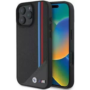 Tok BMW BMHMP16S23PUTRK iPhone 16 6.1" black hardcase M Meshed Tricolor Stripes MagSafe (BMHMP16S23PUTRK) kép