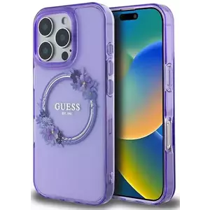 Tok Guess GUHMP16LHFWFCU iPhone 16 Pro 6.3" purple hardcase IML Flowers Wreath MagSafe (GUHMP16LHFWFCU) kép