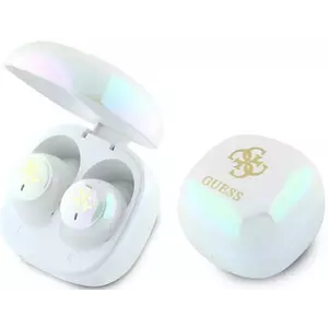 Fejhallgató Guess Bluetooth Headphones GUTWSJ144ESH TWS + Docking Station White Iridescent 4G Printed Logo (GUTWSJ144ESH) kép