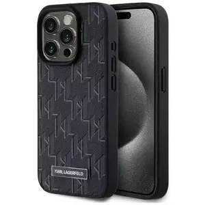 Tok Karl Lagerfeld KLHMP15LPKHPORPK iPhone 15 Pro 6.1" hardcase black Leather Monogram Metal Logo MagSafe (KLHMP15LPKHPORPK) kép