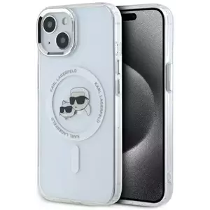 Tok Karl Lagerfeld KLHMP15SHLSKCH iPhone 15 6.1" white hardcase IML Metal Karl&Choupette Head MagSafe (KLHMP15SHLSKCH) kép