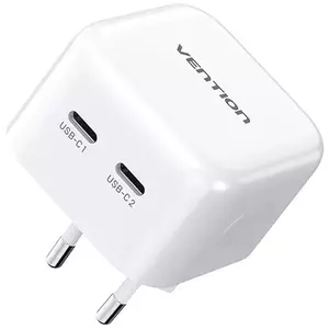 Töltő Vention FBPW0-EU USB(C+C) GaN (35W/35W) mains charger (white) kép