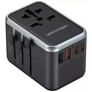 Töltő Vention FJFB0 GaN 2xUSB-C 2xUSB-A Universal Travel Adapter 65W (black) kép