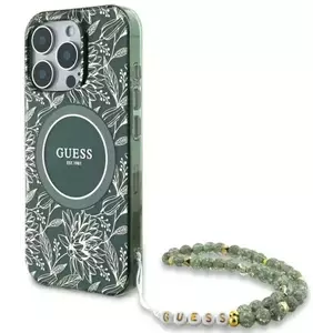 Tok Guess GUHMP16XHCPOFPA iPhone 16 Pro Max 6.9" green hardcase IML Flowers Allover Electro With Pearl Strap MagSafe (GUHMP16XHCPOFPA) kép