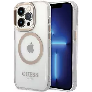 Tok Guess GUHMP15LHTRMD iPhone 15 Pro 6.1" gold hard case Metal Outline Magsafe (GUHMP15LHTRMD) kép