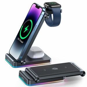 Joyroom 3in1 vezeték nélküli töltő Mobil / Apple Watch / AirPods 15W, fekete (JR-WQN01) kép