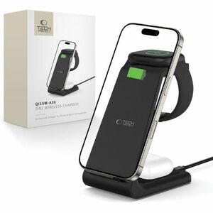 Tech-Protect A36 3in1 vezeték nélküli töltő mobil / Apple Watch / AirPods 15W, fekete kép