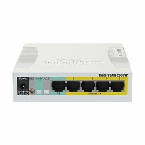 MikroTik RB260GSP 4-portos hálózati switch (CSS106-1G-4P-1S) kép