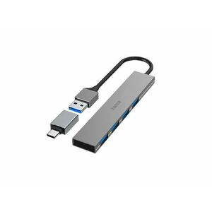 HAMA FIC USB 3.2 GEN1 HUB + USB TYPE-C OTG (00200141) szürke kép