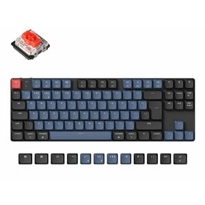 Keychron K1 Pro Bluetooth / USB-C angol Gateron low-profile MX 2.0 Red mechanikus billentyűzet, fekete-kék kép