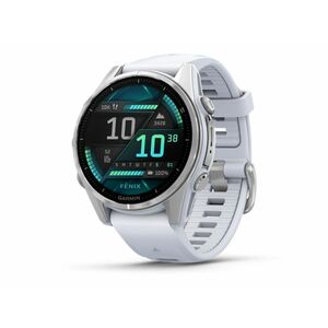 Garmin fenix 8 43mm multisport okosóra (010-02903-00) ezüst, fehér szilikon szíjjal kép