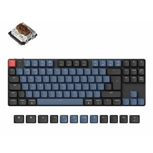 Keychron K1 Pro Bluetooth / USB-C angol Gateron low-profile MX 2.0 Brown mechanikus billentyűzet, fekete-kék kép