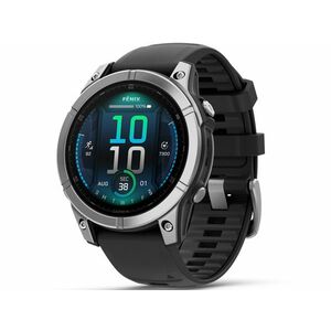 GARMIN fenix E 47 mm rozsdamentes acél, fekete szilikon szíjjal (010-03025-00) kép