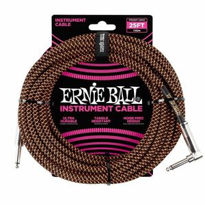 Ernie Ball 25' Braided Cable Black/Orange kép