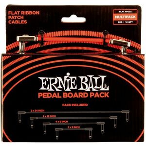 Ernie Ball Flat Ribbon Patch Cables Pedalboard Multi-Pack - Red kép