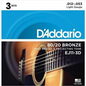 D'Addario EJ11-3D Akusztikus gitárhúrok kép