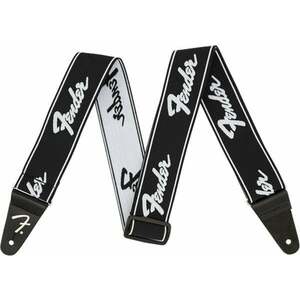 Fender Weighless Strap Textil gitár heveder Running Logo Black and White kép