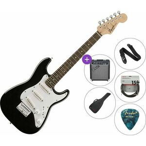 Fender Squier Mini Strat V2 IL Black Deluxe SET Black Elektromos gitár kép