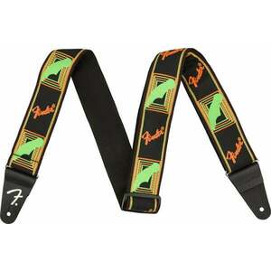 Fender Neon Monogram Strap Textil gitár heveder Green/Orange kép