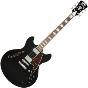 D'Angelico Premier DC Solid Black Félakusztikus - jazz-gitár kép