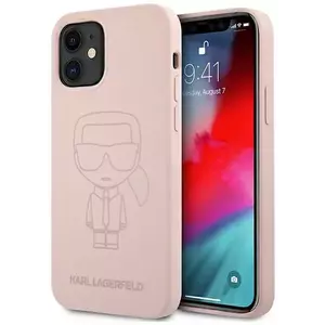 Tok Karl Lagerfeld KLHCP12SSILTTPI iPhone 12 mini 5, 4" Silicone Ikonik Outline pink (KLHCP12SSILTTPI) kép