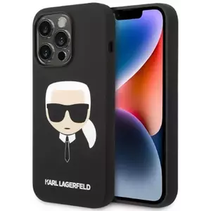 Tok Karl Lagerfeld iPhone 14 Pro Max 6, 7" hardcase black Silicone Karl`s Head Magsafe (KLHMP14XSLKHBK) kép