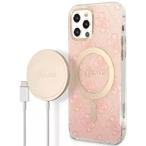 Tok Guess Case + Charger Set iPhone 12/12 Pro pink hard case 4G Print MagSafe (GUBPP12MH4EACSP) kép