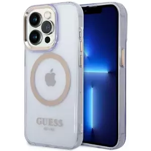 Tok Guess iPhone 14 Pro Max 6, 7" purple hard case Gold Outline Translucent MagSafe (GUHMP14XHTCMU) kép