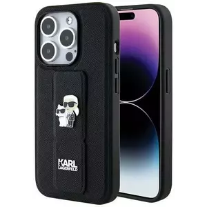 Tok Karl Lagerfeld KLHCP14XGSAKCPK iPhone 14 Pro Max 6.7" black hardcase Gripstand Saffiano Karl&Choupette Pins (KLHCP14XGSAKCPK) kép