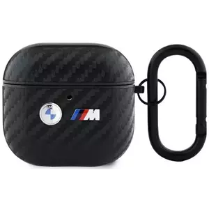 Tok BMW BMA4WMPUCA2 AirPods 4 cover black Carbon Double Metal Logo (BMA4WMPUCA2) kép