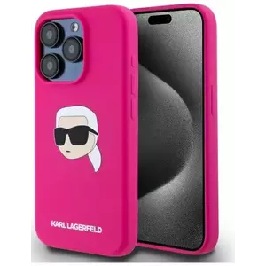 Tok Karl Lagerfeld KLHMP15LSKHPPLF iPhone 15 Pro 6.1" fuschia hardcase Silicone Karl Head Print MagSafe (KLHMP15LSKHPPLF) kép