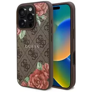 Tok Guess GUHMP16LP4ROPEMCW iPhone 16 Pro 6.3" brown hardcase 4G Flowers Print MagSafe (GUHMP16LP4ROPEMCW) kép