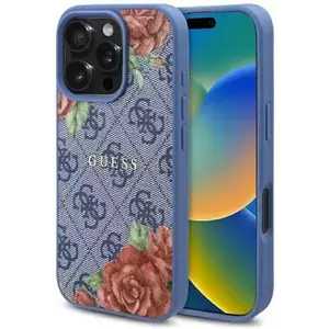 Tok Guess GUHMP16SP4ROPEMCB iPhone 16 6.1" blue hardcase 4G Flowers Print MagSafe (GUHMP16SP4ROPEMCB) kép