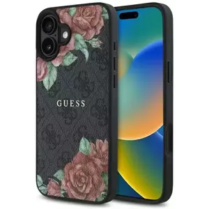 Tok Guess GUHMP16SP4ROPEMCK iPhone 16 6.1" black hardcase 4G Flowers Print MagSafe (GUHMP16SP4ROPEMCK) kép