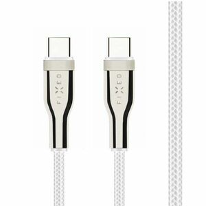 FIXED nabíjací a dátový opletený kábel s konektormi USB-C/USB-C a podporou PD, 1, 2 m, USB 2.0, 100 W, biely kép