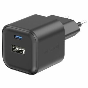 SWISSTEN GaN network adapter 1x USB-C 20 W PD + 1x USB-A 18 W QC, black kép