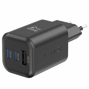 SWWISTEN sieťový adaptér GaN 2x USB-C 65 W PD + 1x USB-A 18 W QC, čierny kép