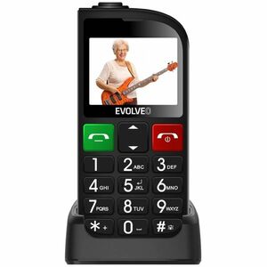 Evolveo EasyPhone FL, mobilný telefón pre seniorov s nabíjacím stojanom, čierny kép