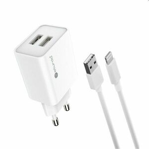 Sturdo Sieťová nabíjačka 2, 1A 2xUSB + nabíjací kábel USB/USB-C, biela kép