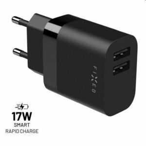 FIXED Sieťová nabíjačka Smart Rapid Charge s 2 x USB, 17 W, čierna kép