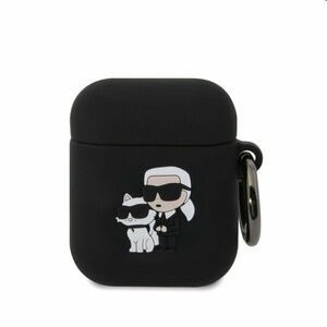 Karl Lagerfeld 3D Logo NFT Karl and Choupette silikónový obal pre Apple AirPods 1/2, čierny kép