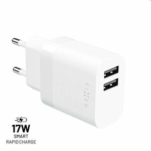 FIXED Sieťová nabíjačka s 2 x USB Smart Rapid Charge, 17 W, biela kép