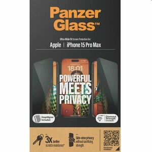 Ochranné sklo PanzerGlass UWF Privacy s aplikátorom pre Apple iPhone 15 Pro Max, čierna kép