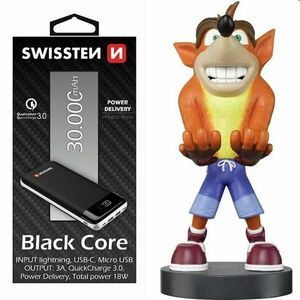 Swissten čierna Core Slim powerbanka 30000 mAh a Cable Guy Crash Bandicoot Trilogy (Crash Bandicoot) kép