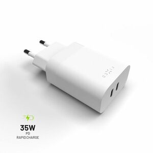 FIXED Sieťová nabíjačka s 2 x USB-C, PD, 35 W, biela kép