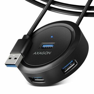 AXAGON HUE-P1AL 4x USB 3.2 Gen 1 ROUND hub, micro USB napájací konektor, 1, 2m USB-A kábel kép